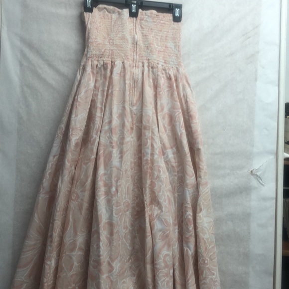 Vintage 80’s does 50’s strapless cotton dress, abstract pink print, pockets- M - Picture 3 of 10